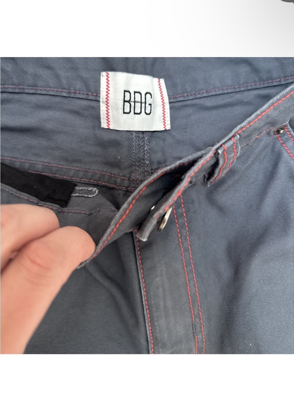 BDG Gray Cargo Pants with Red Stitching - Picture 3 of 6